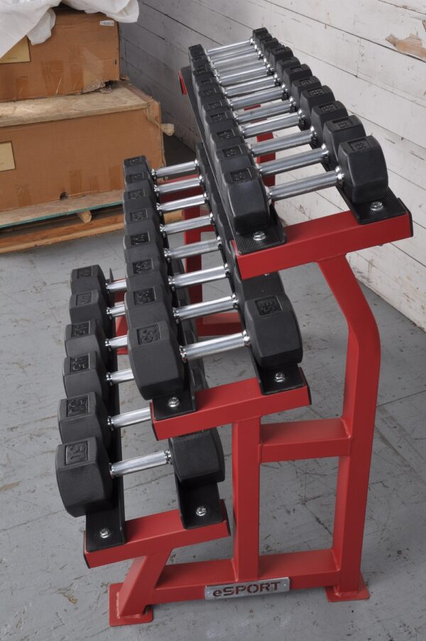 New Esport Iron Hex Dumbbell Set + Rack Pairs Of 10,15,20,25,30,35,40,45,50lb - Image 3