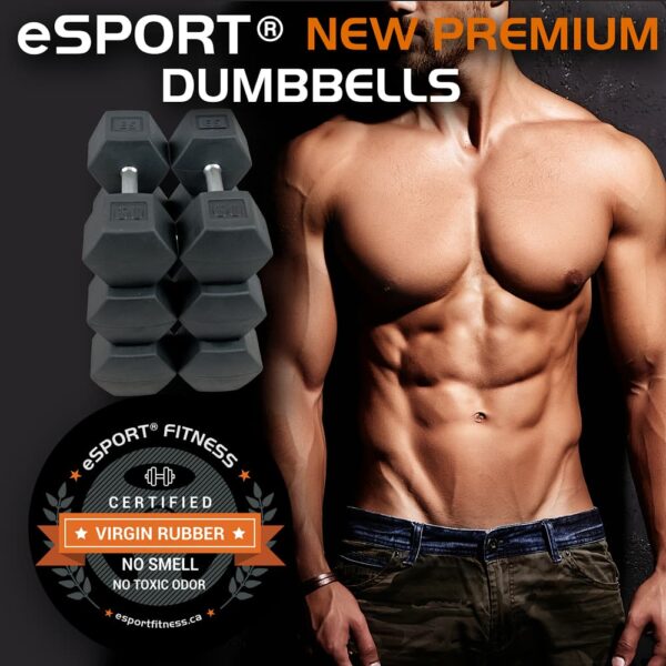 New Esport Iron Hex Dumbbell Set + Rack Pairs Of 10,15,20,25,30,35,40,45,50lb - Image 5